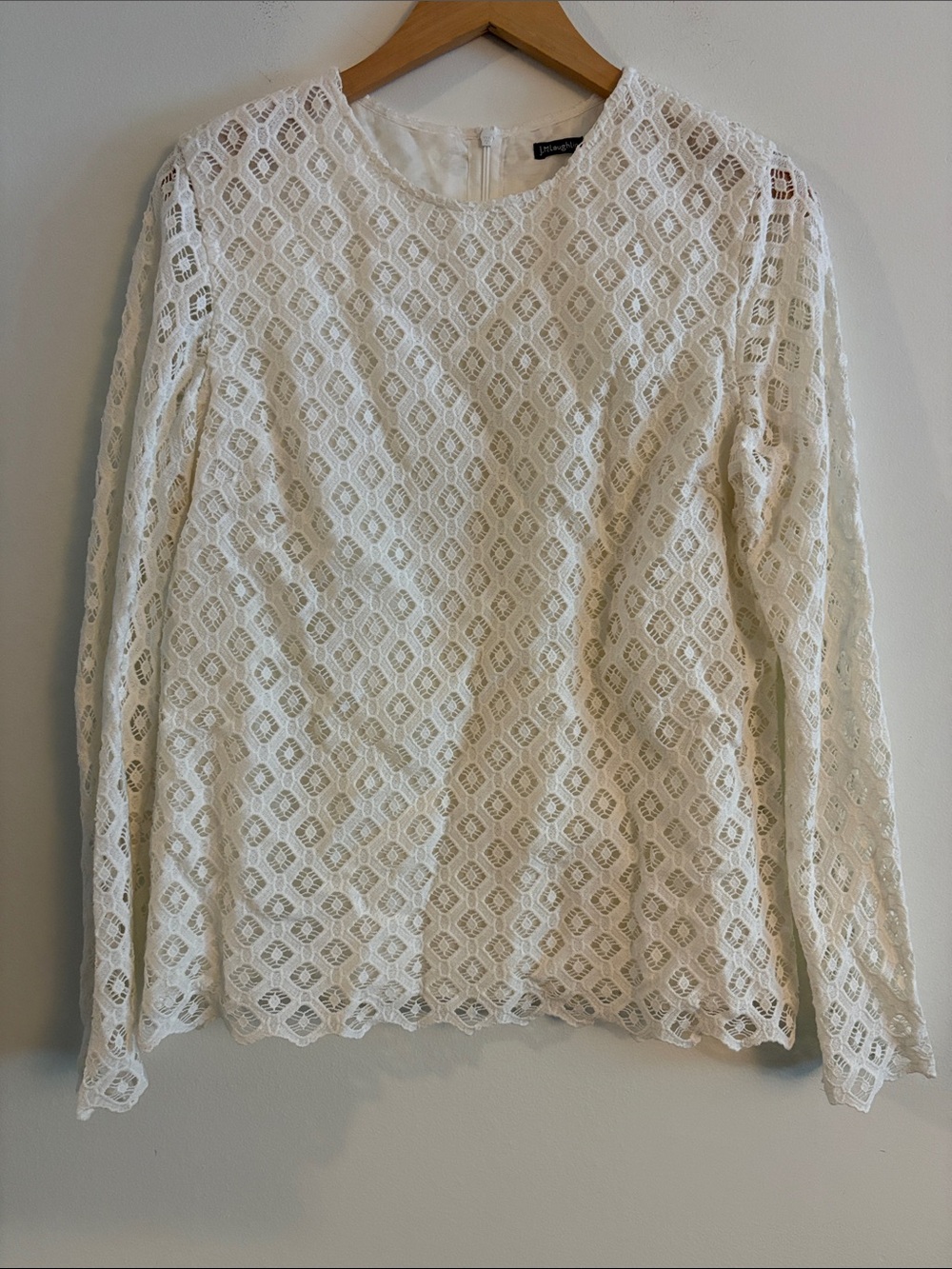J. McLaughlin Eyelet Long Sleeve Blouse Women’s Size Large White